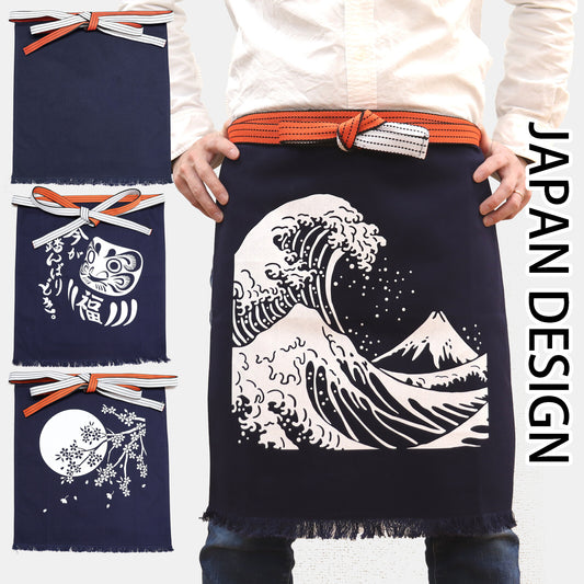 Japanese Patterns Design Apron Kanagawa Okinamiura