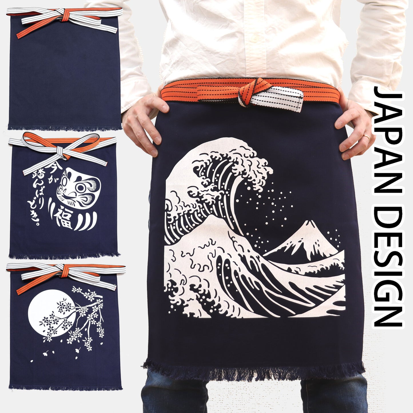 Japanese Patterns Design Apron Daruma