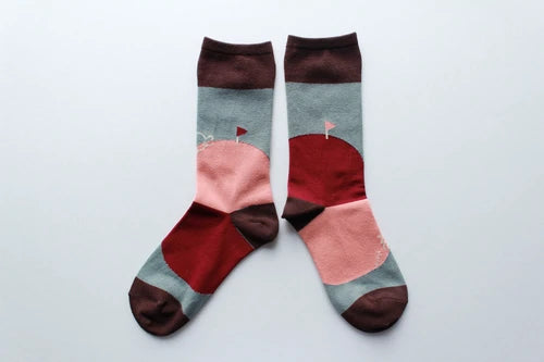 The Tortoise and the Hare story sock in Oatmeal color