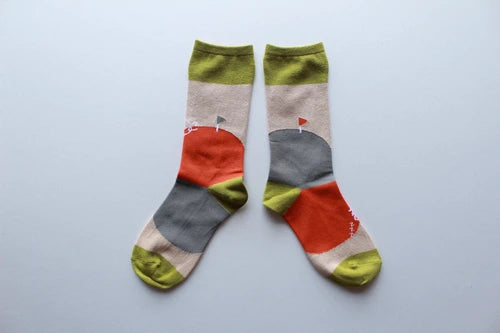 The Tortoise and the Hare story sock in blue-gray