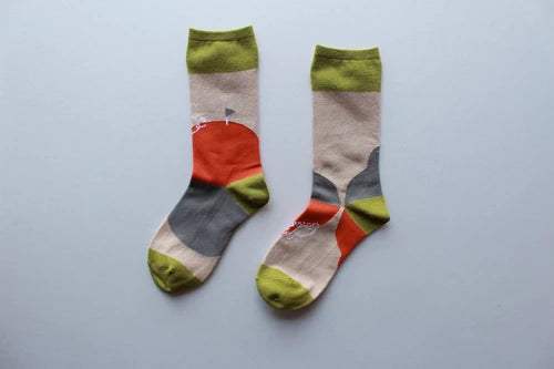 The Tortoise and the Hare story sock in Oatmeal color