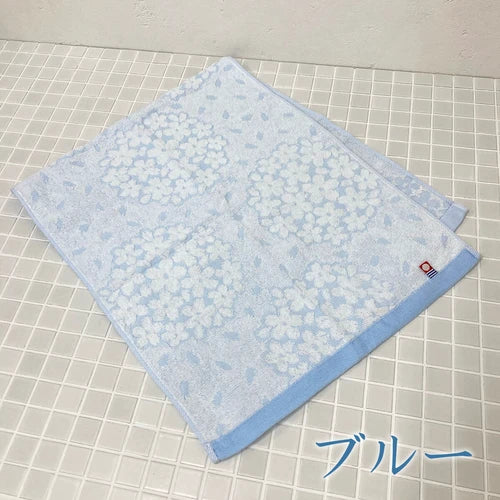 Imabari Face Towel with Floral Pattern in Blue