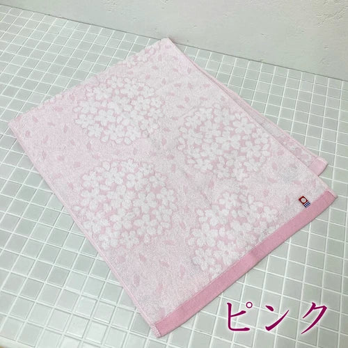 Imabari Face Towel with Floral Pattern in Pink