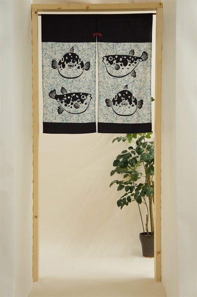 Japanese Noren Curtain with tiger blowfish